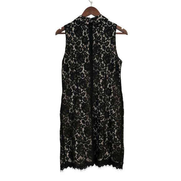 J. Crew Black and Nude Lace Overlay Midi Dress, Size 6 - Picture 10 of 14